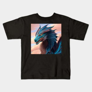 Intricate Copper and Blue Scaled Dragon Kids T-Shirt